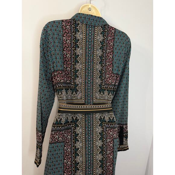 J.Jill Wearever Foulard-Print Midi Shirtdress Black Regal Paisley Sz S New - Picture 4 of 12